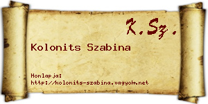 Kolonits Szabina névjegykártya