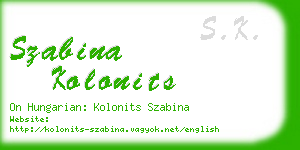 szabina kolonits business card